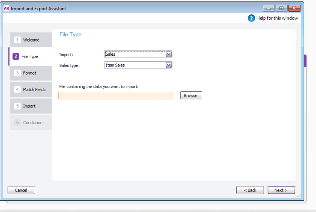 Import MYOB Sales type