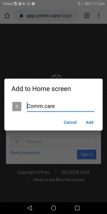 Open Comm.care on your phones browser