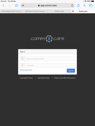 Open Comm.care on your phones browser